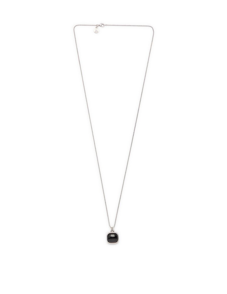 NOVE25 Collana pendente quadrato puntinato onice s150 l70 - nero