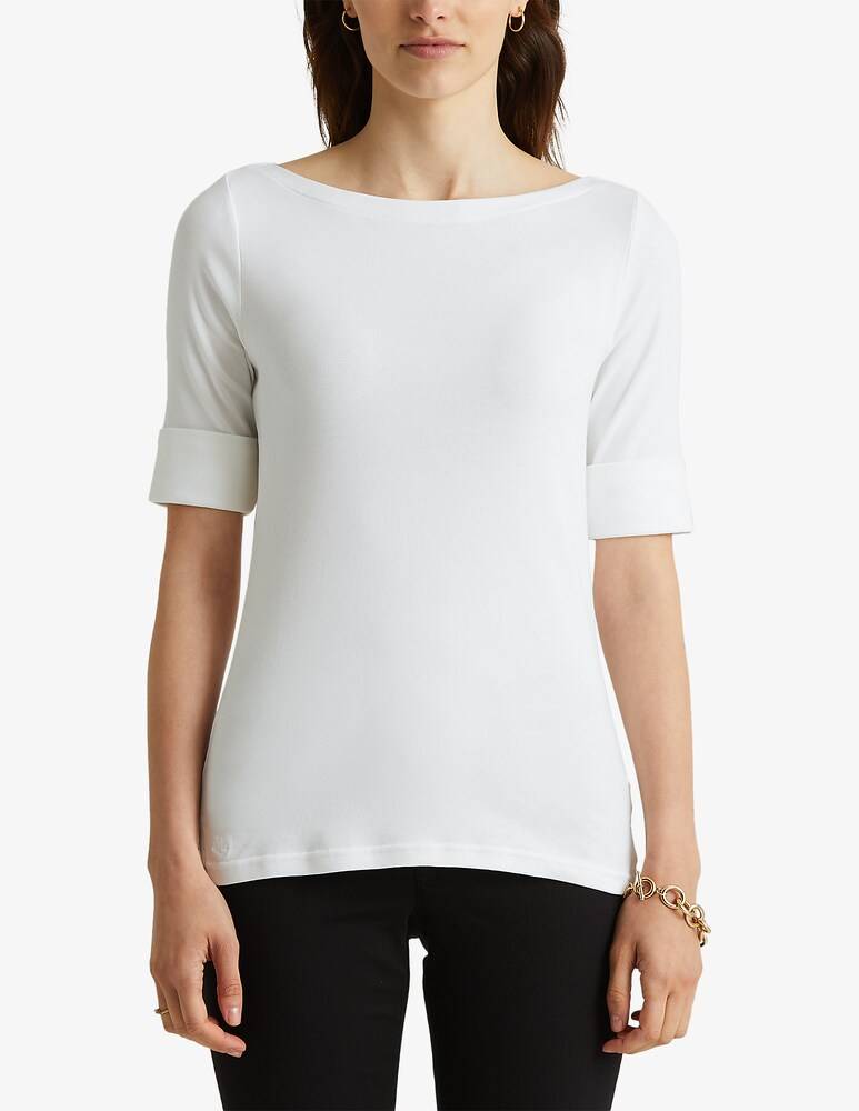 Lauren Ralph Lauren Top in cotone con scollo a barchetta Judy