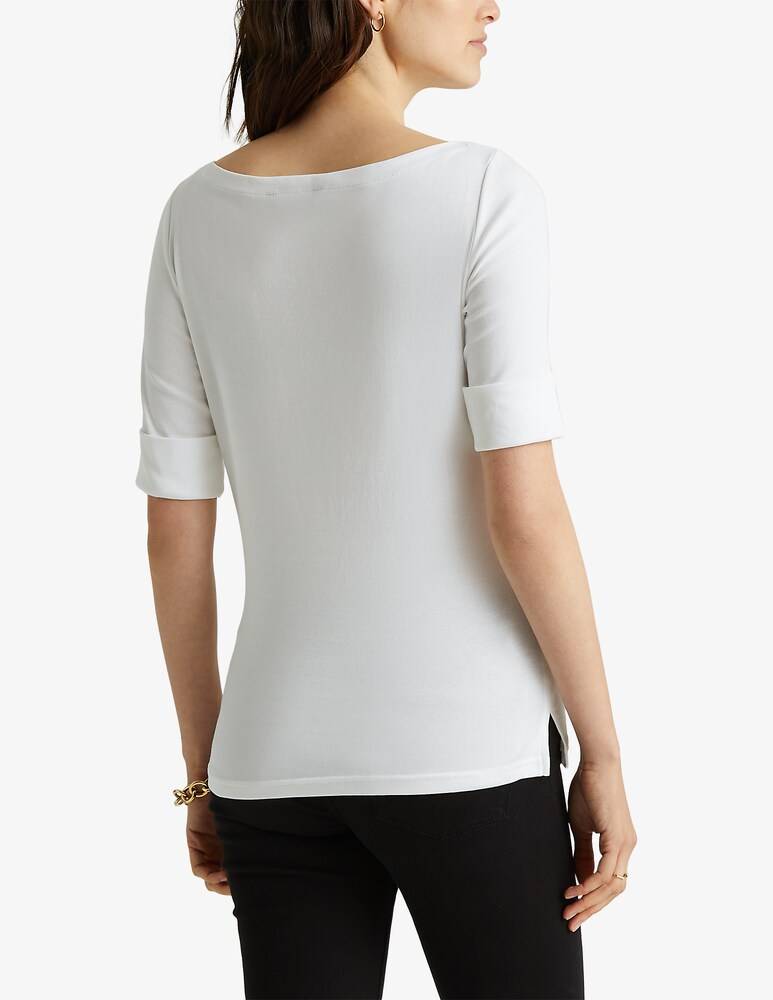 Lauren Ralph Lauren Top in cotone con scollo a barchetta Judy Spedizione Gratuita