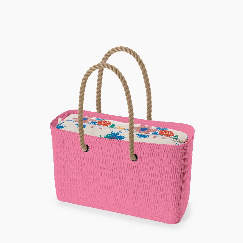 O bag beach pink e naturale stampa fiori Comprare a buon mercato