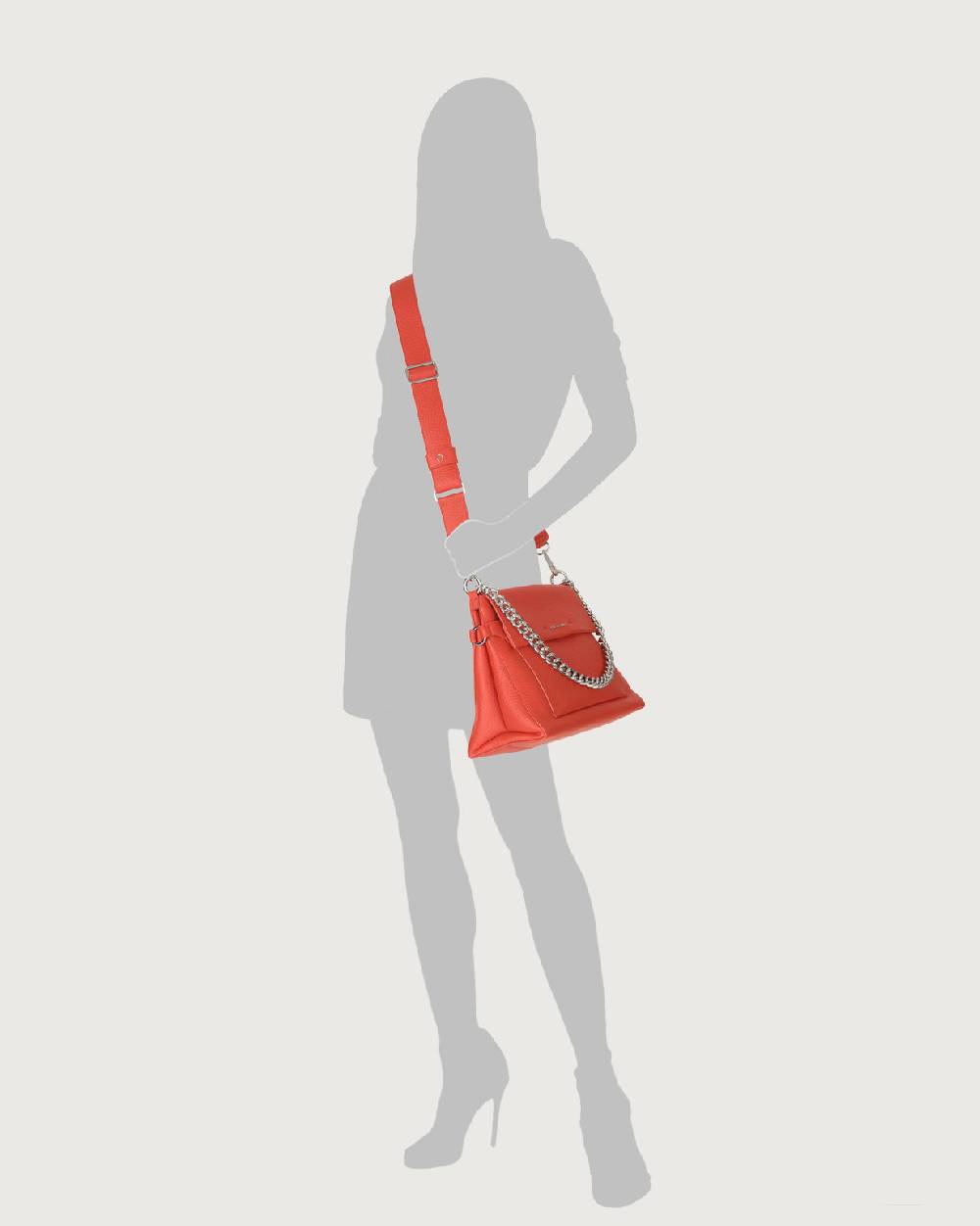 ﻿Orciani Borsa a spalla Missy Soft in pelle con catena e tracolla In Linea