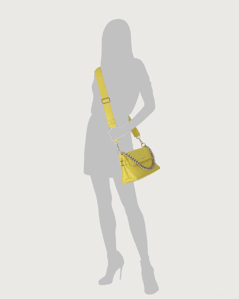 Orciani Borsa a spalla Missy Longuette Soft in pelle con catena e tracolla Saldi