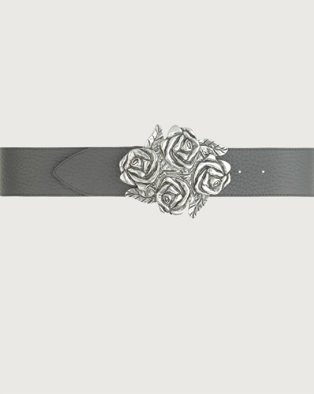 Orciani Cintura Soft in pelle con fibbia motivo rose 5 cm Italia