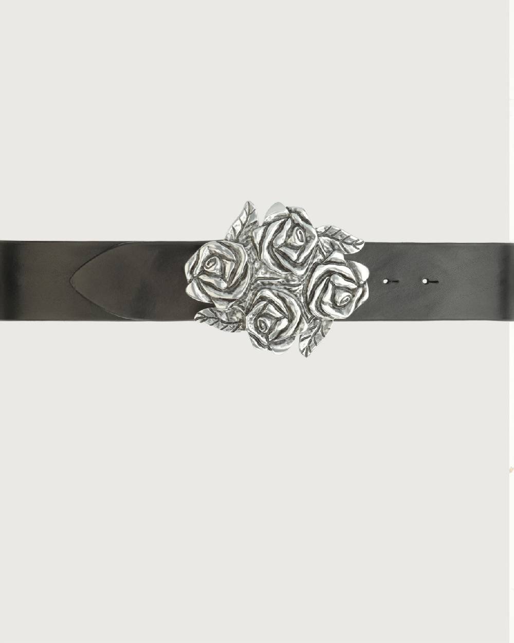 Orciani Cintura Bull Soft in cuoio con fibbia motivo rose 5 cm 2025