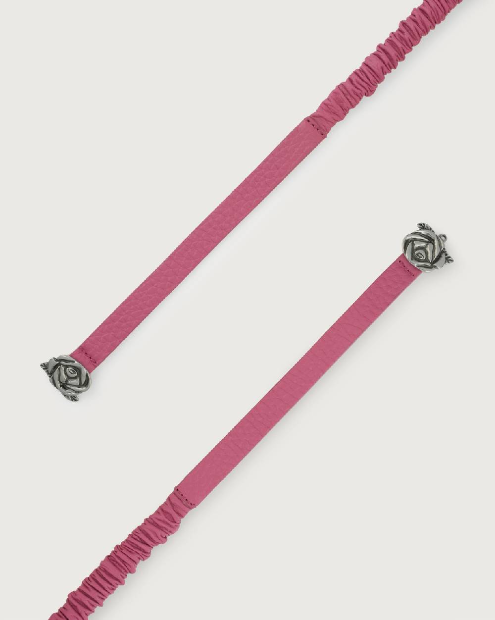 Orciani Cintura Soft in pelle elasticizzata con fibba ad incastro motivo rose 1,5 cm Vendita