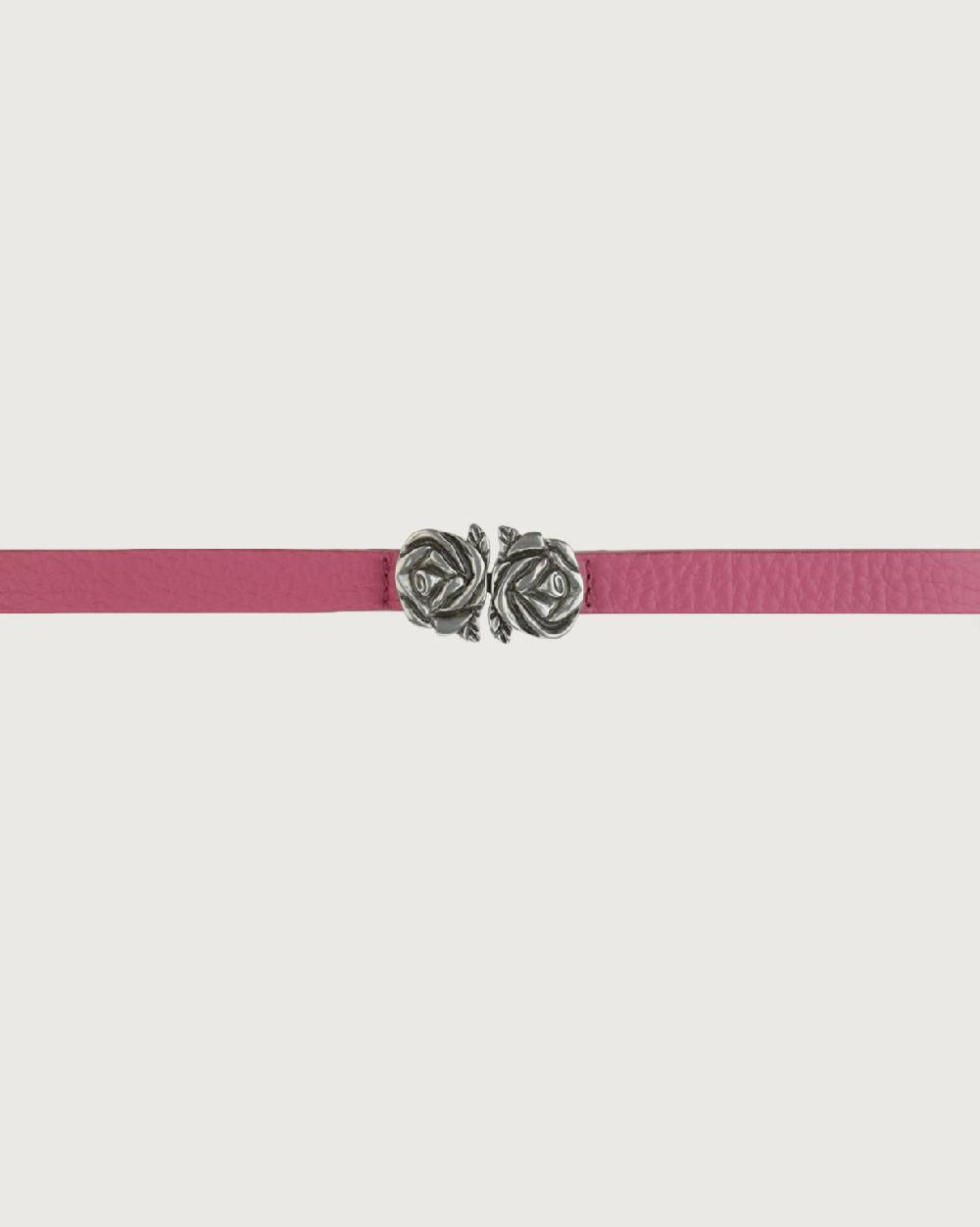 Orciani Cintura Soft in pelle elasticizzata con fibba ad incastro motivo rose 1,5 cm Vendita