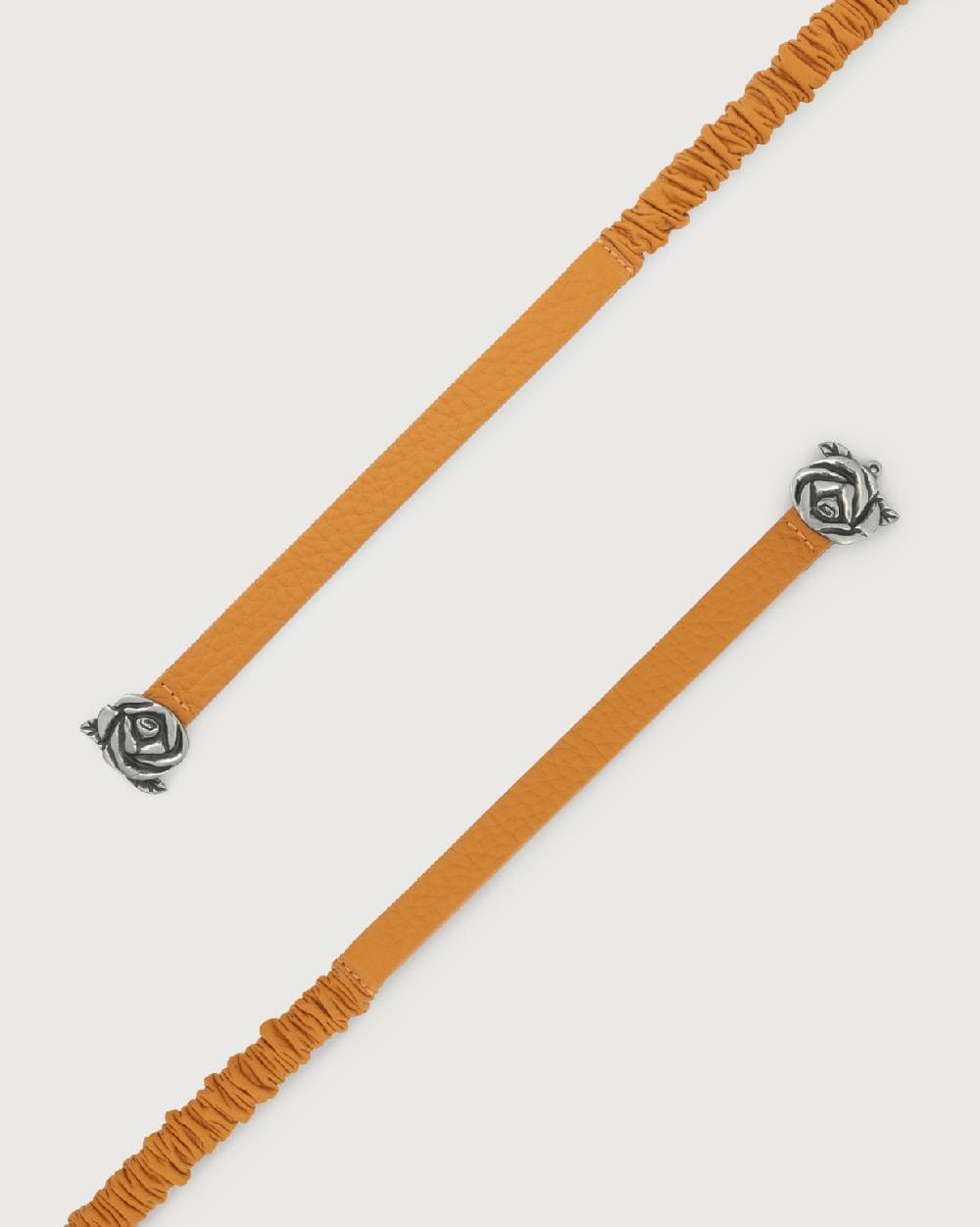 Orciani Cintura Soft in pelle elasticizzata con fibba ad incastro motivo rose 1,5 cm Promozione