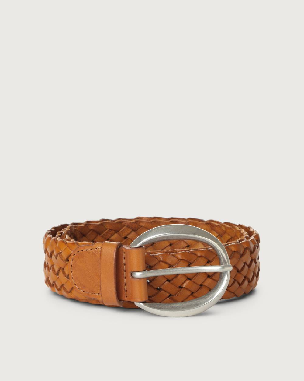 Orciani Cintura intrecciata Masculine in cuoio 3,5 cm