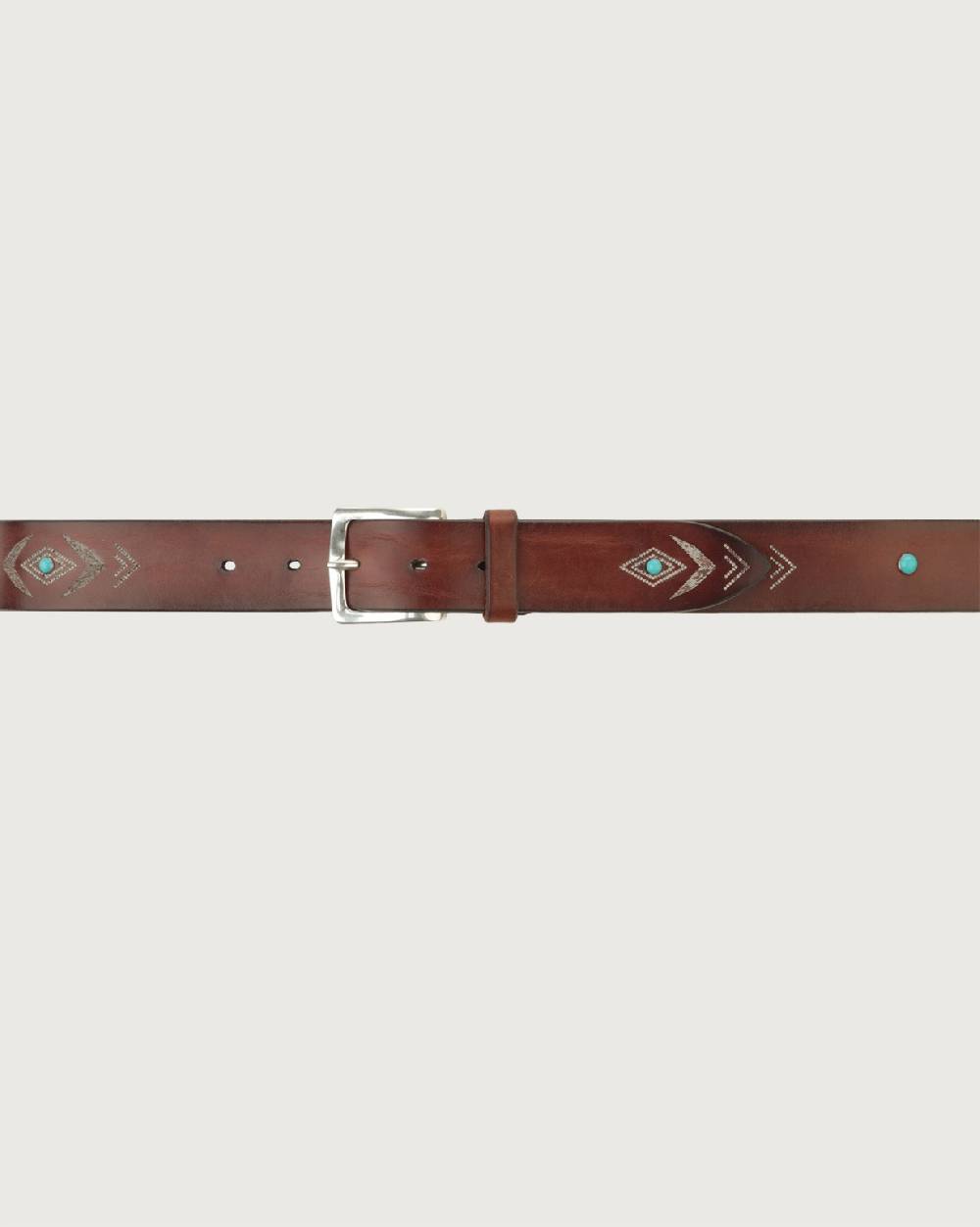 Orciani Cintura Bull Soapy in cuoio con cabochon turchesi Offerta