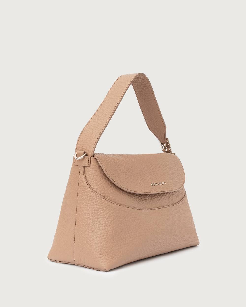 Orciani Borsa a spalla Nana Soft in pelle martellata con tracolla Vendita Calda