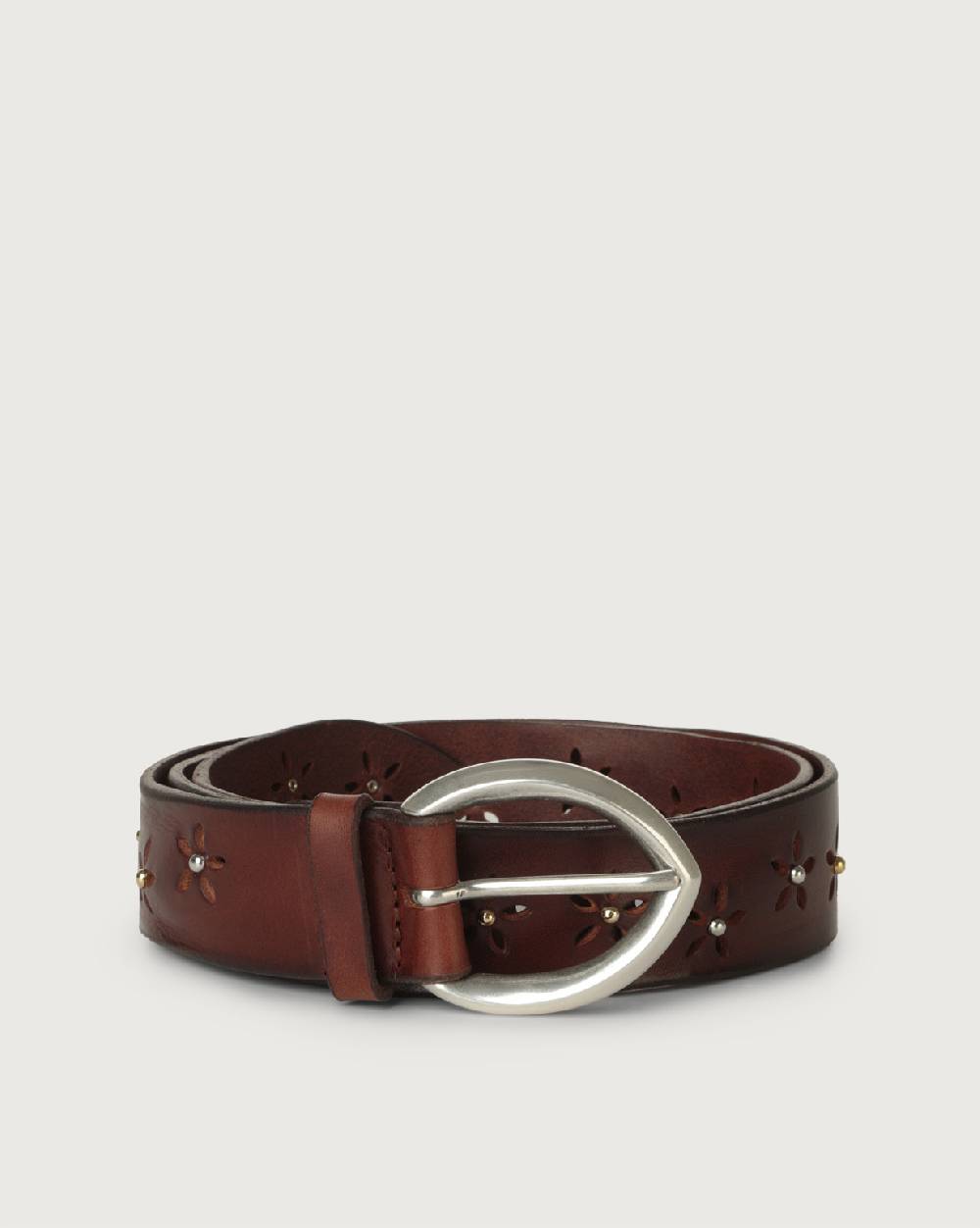 Orciani Cintura Bull Soft A in cuoio con borchie In Linea