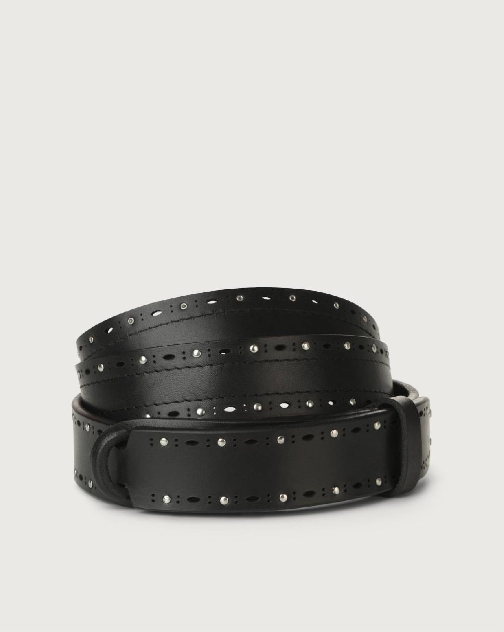 Orciani Cintura Nobuckle Bull Soft in cuoio con micro-borchie Sconto