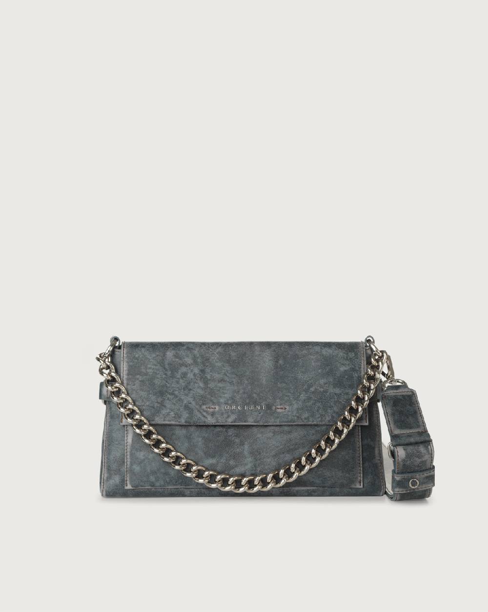 Orciani Borsa a spalla Missy Longuette Delavè in pelle con catena e tracolla Consegna Veloce