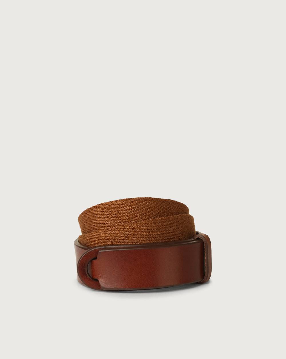 Orciani Cintura Nobuckle Kids Bull in cuoio e tessuto Presa