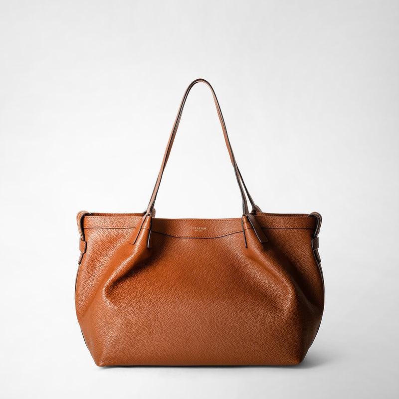 Serapian Tote bag secret piccola in pelle rugiada cuoio Qualità