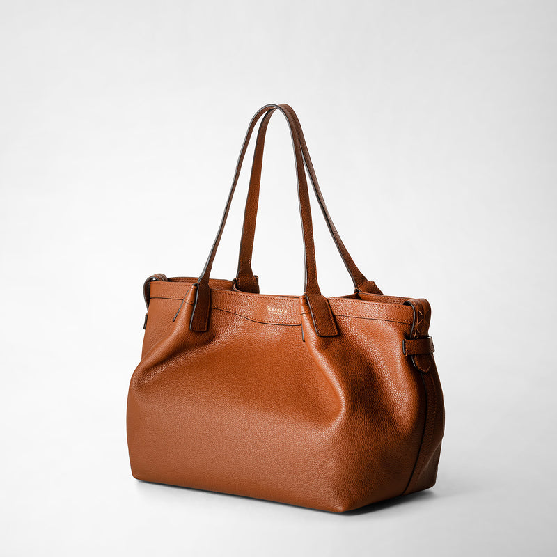Serapian Tote bag secret piccola in pelle rugiada cuoio Qualità