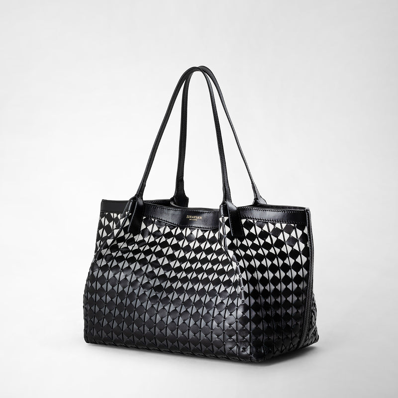 Serapian Tote bag secret piccola in mosaico chiaroscuro Acquista Ora