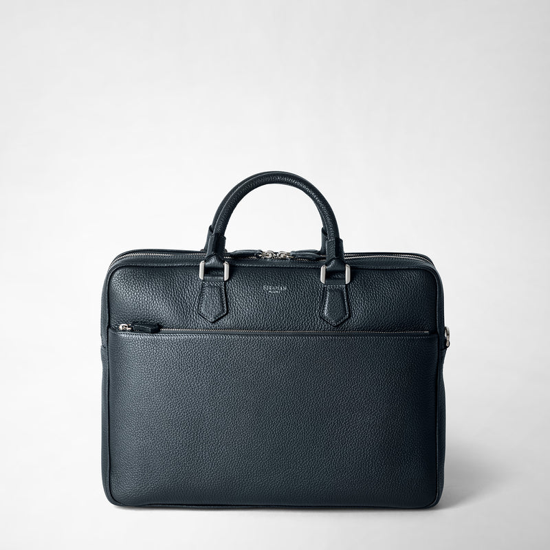 Serapian Borsa business grande in pelle cachemire blu navy Prezzo Ridotto