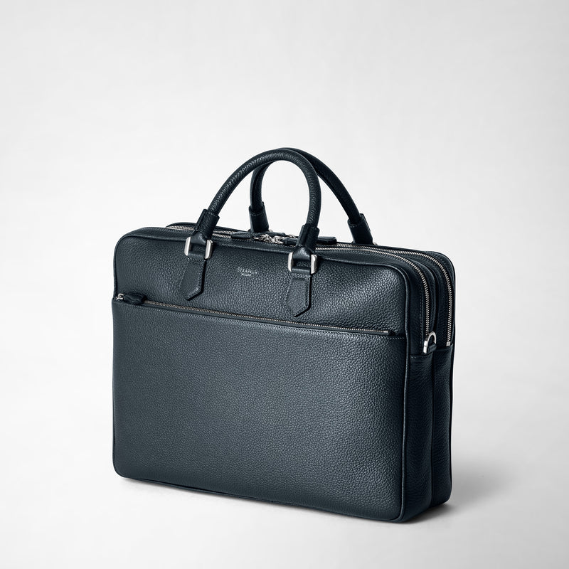 Serapian Borsa business grande in pelle cachemire blu navy Prezzo Ridotto