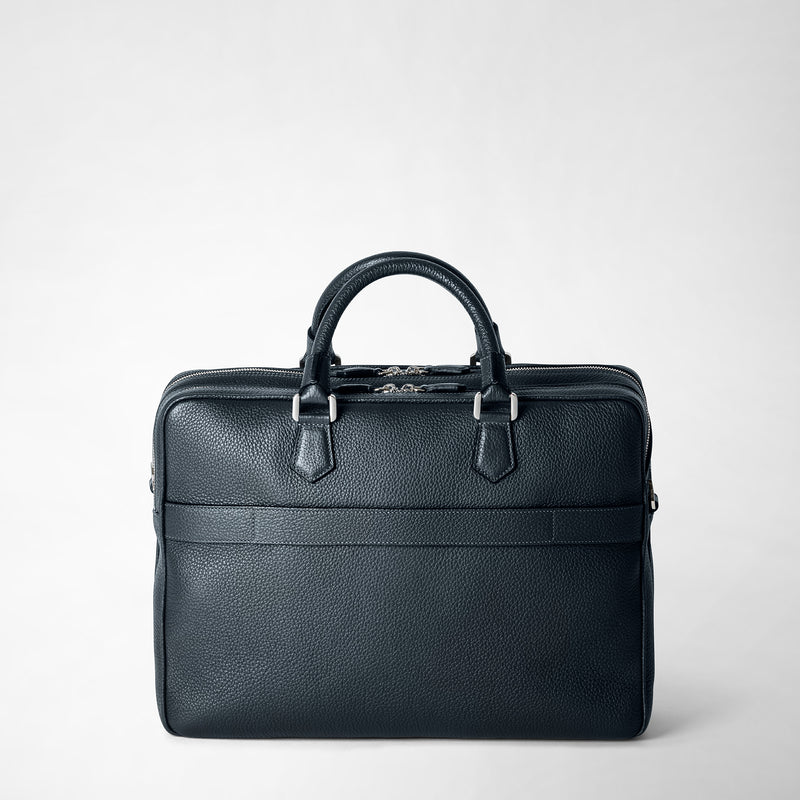 Serapian Borsa business grande in pelle cachemire blu navy Prezzo Ridotto