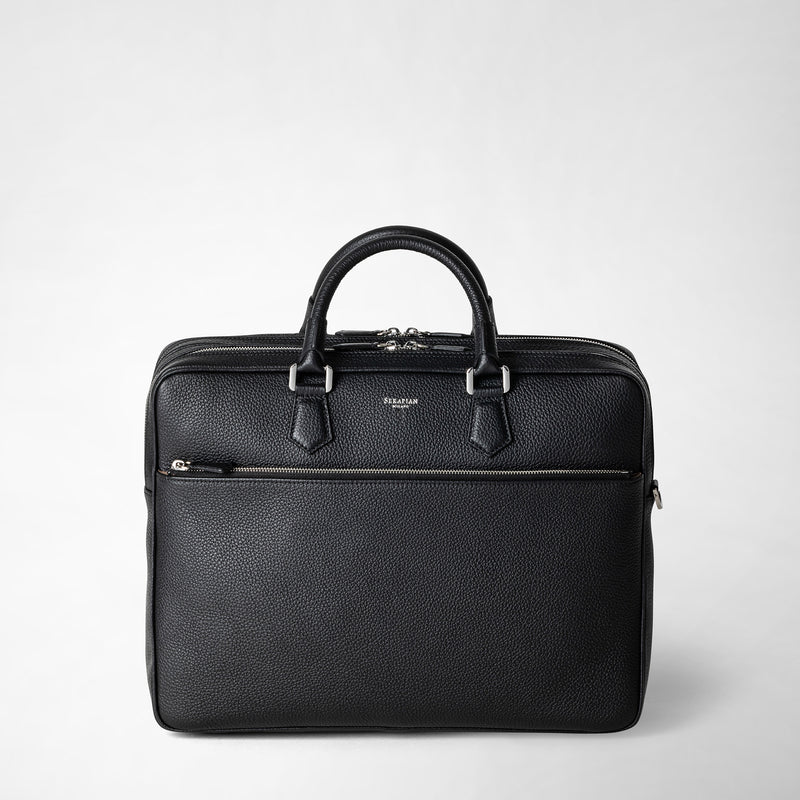 Serapian Borsa business grande in pelle cachemire nera Sottocosto