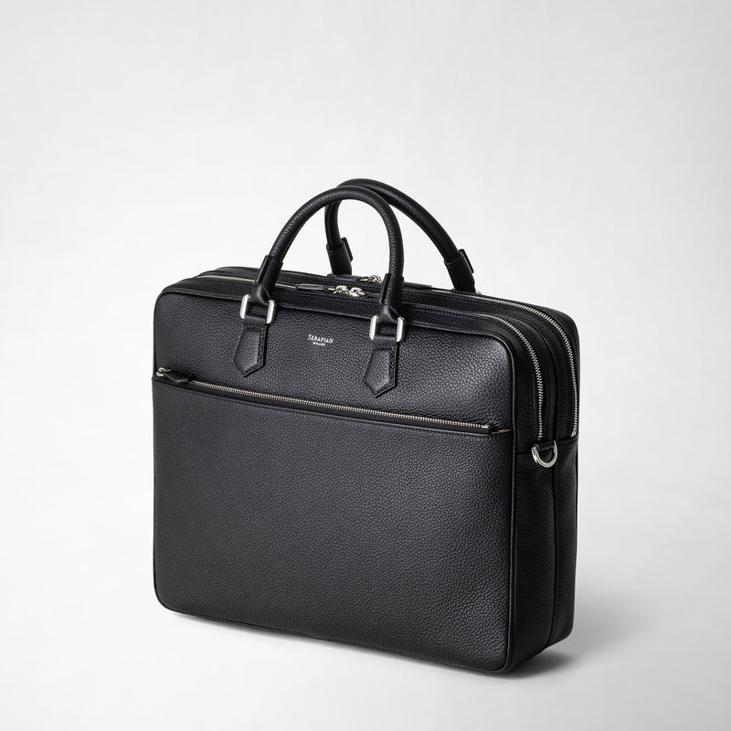 Serapian Borsa business grande in pelle cachemire nera Sottocosto