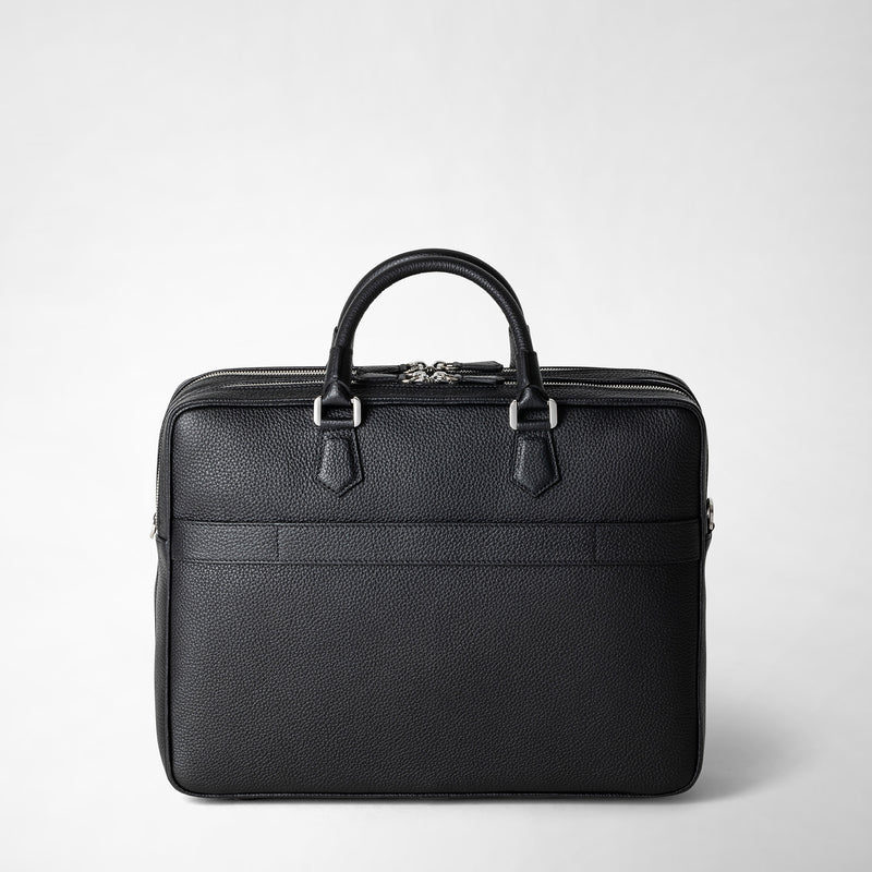 Serapian Borsa business grande in pelle cachemire nera Sottocosto