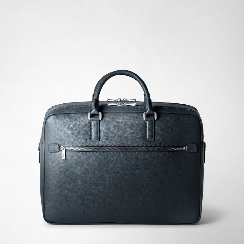 Serapian Borsa business doppio scomparto pelle evoluzione blu Offerta