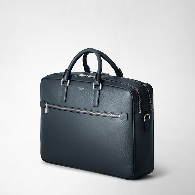 Serapian Borsa business doppio scomparto pelle evoluzione blu Offerta