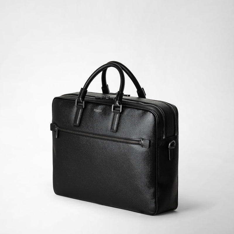 Serapian Borsa business doppio scomparto pelle evoluzione nero Economico