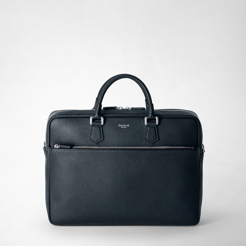 Serapian Borsa business slim in pelle cachemire blu navy In Vendita