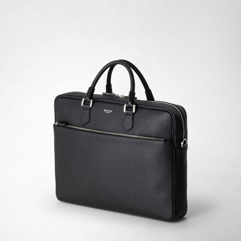 Serapian Borsa business slim in pelle cachemire nero Offerte