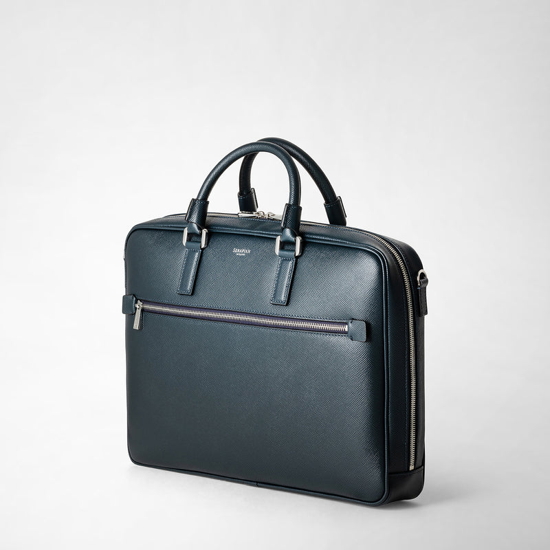 Serapian Borsa business slim in pelle evoluzione blu navy Vendita Calda