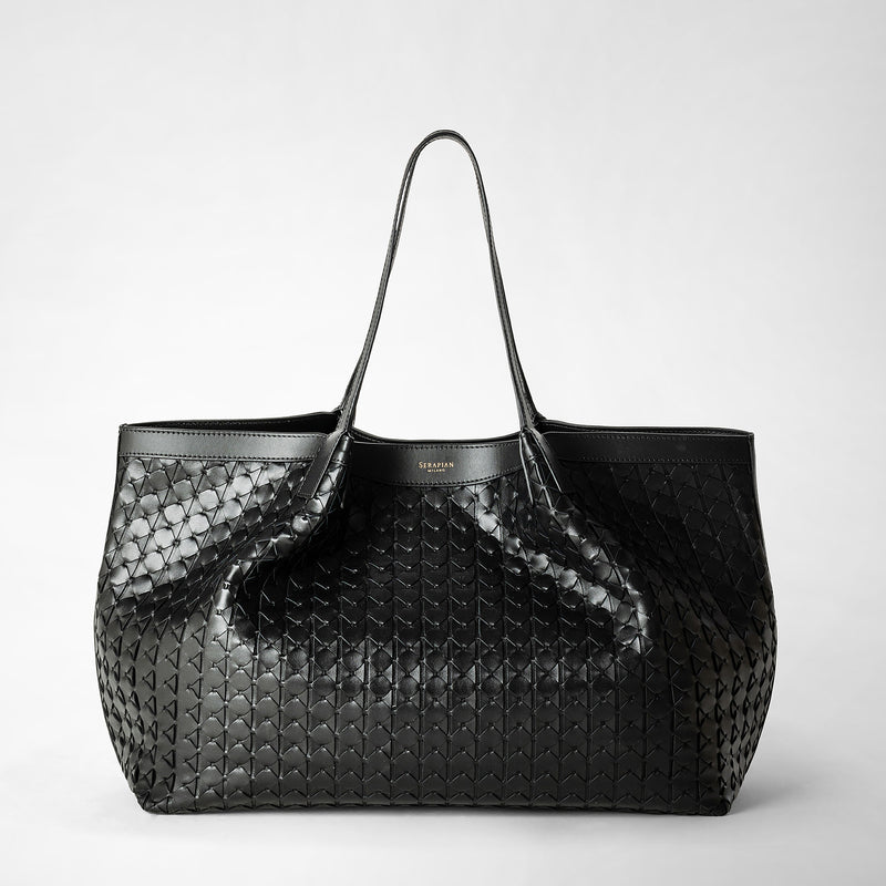 Serapian Tote bag secret in mosaico nero Moda
