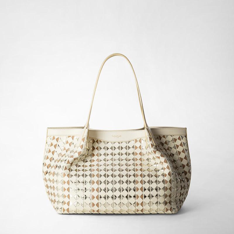 Serapian TOTE BAG SECRET PICCOLA IN MOSAICO ED ELAPHE 2025