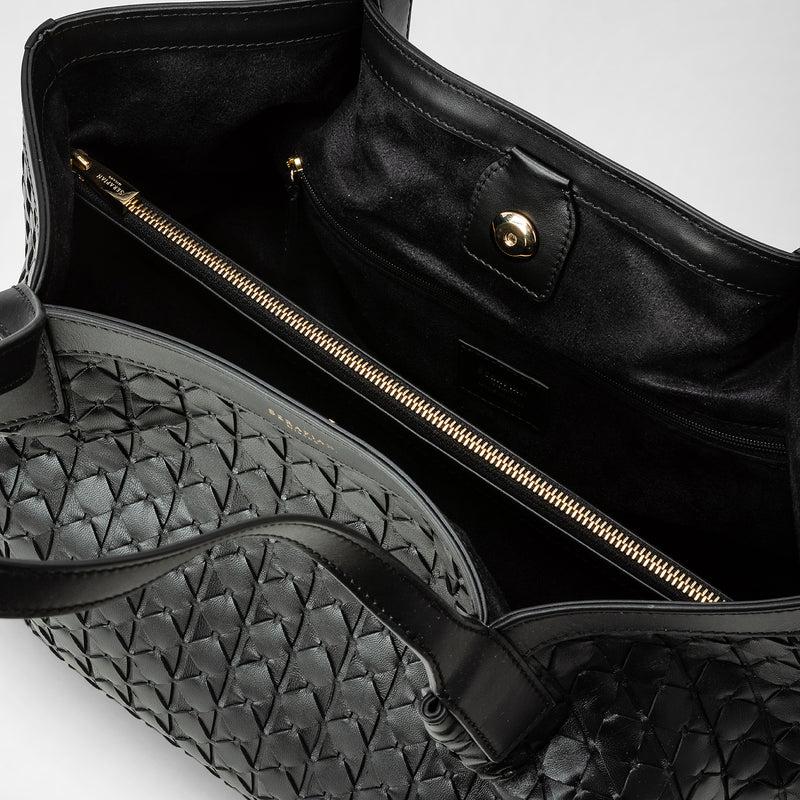 Serapian Tote bag secret piccola in mosaico nero Nuovo