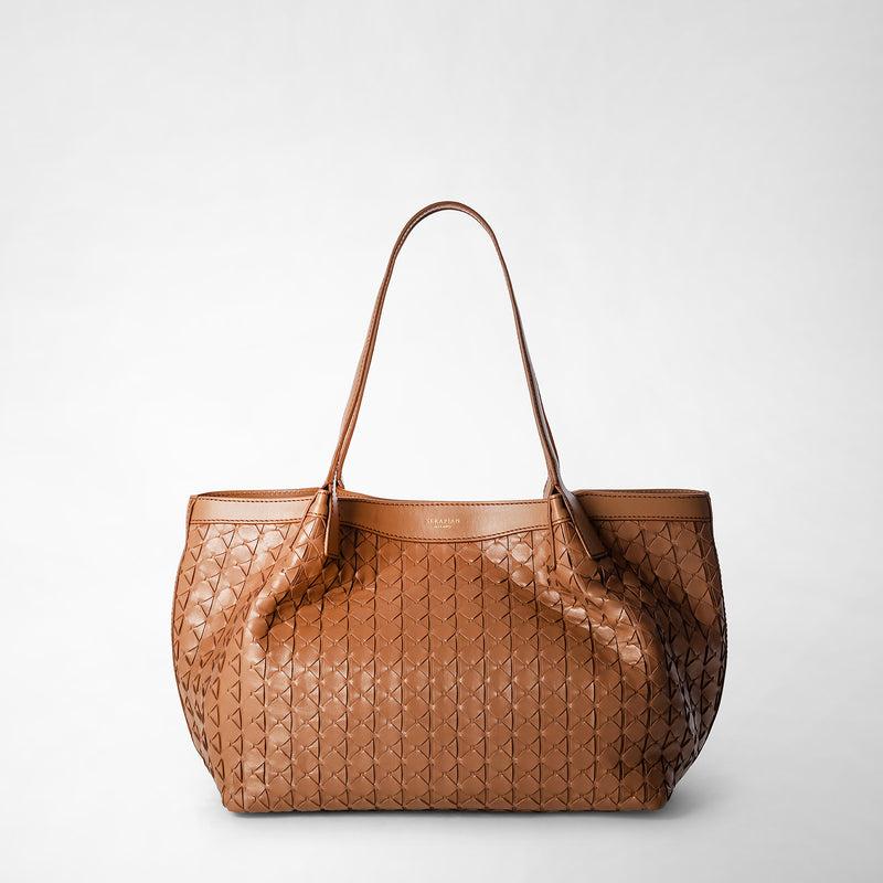 Serapian Small secret tote bag in mosaico tan Vendita