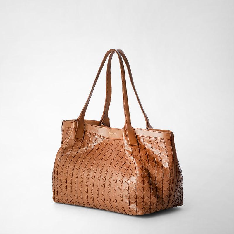 Serapian Small secret tote bag in mosaico tan Vendita