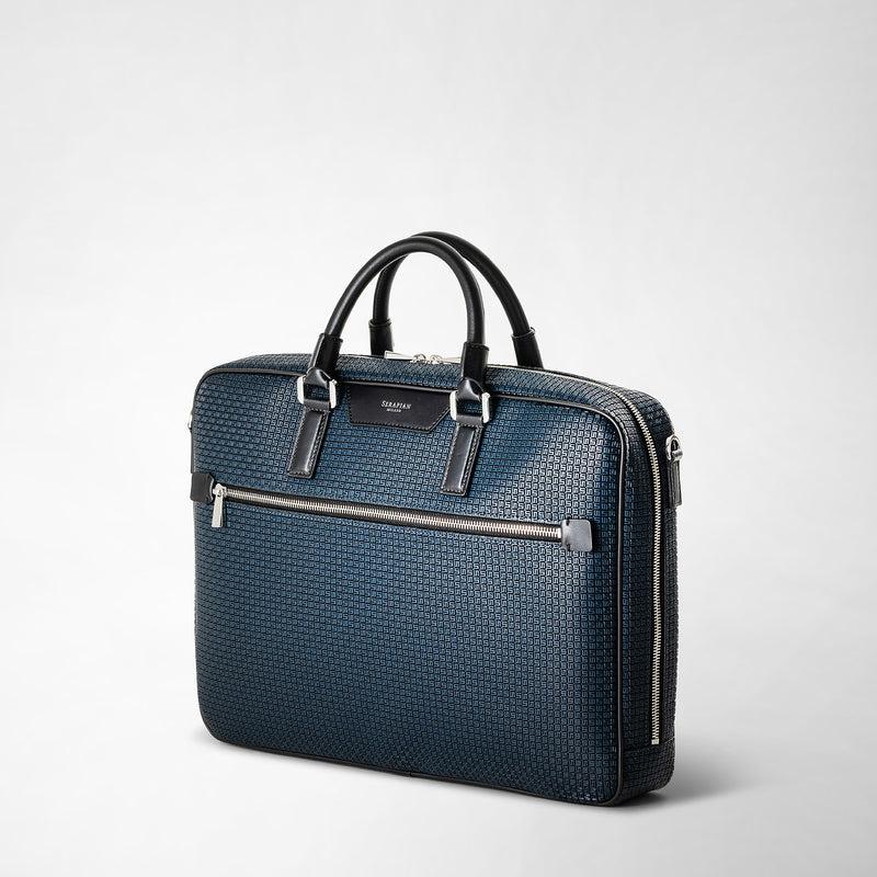 Serapian Borsa business slim in stepan blu oceano-nero Spedizione Gratuita
