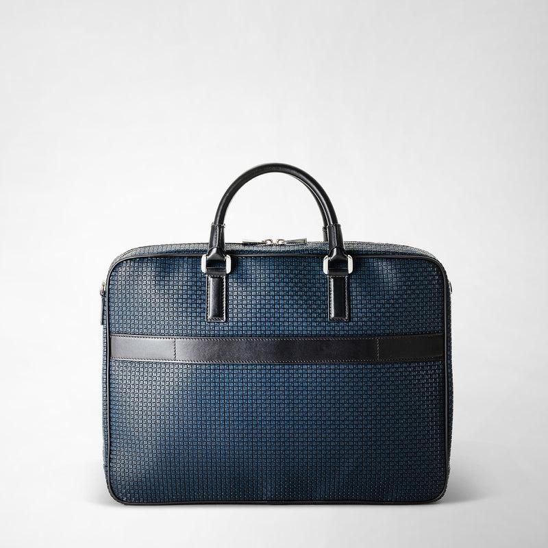 Serapian Borsa business slim in stepan blu oceano-nero Spedizione Gratuita