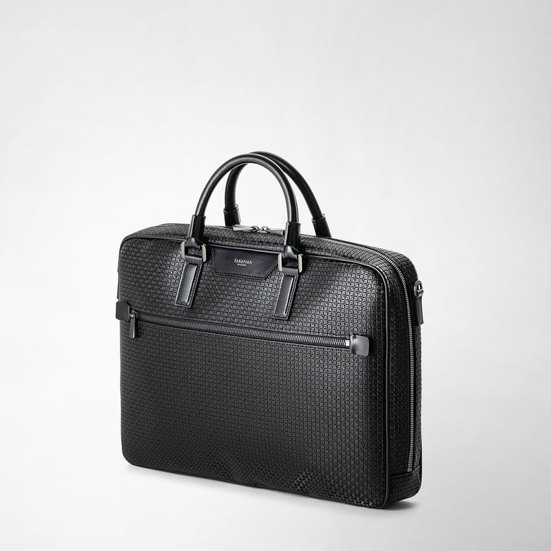 Serapian Borsa business slim in stepan nero-nero eclissi Pezzi Unici