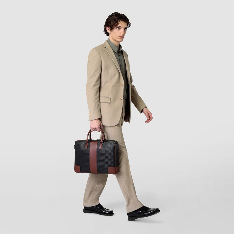 Serapian Borsa business slim in stepan nero cuoio Soddisfazione Garantita