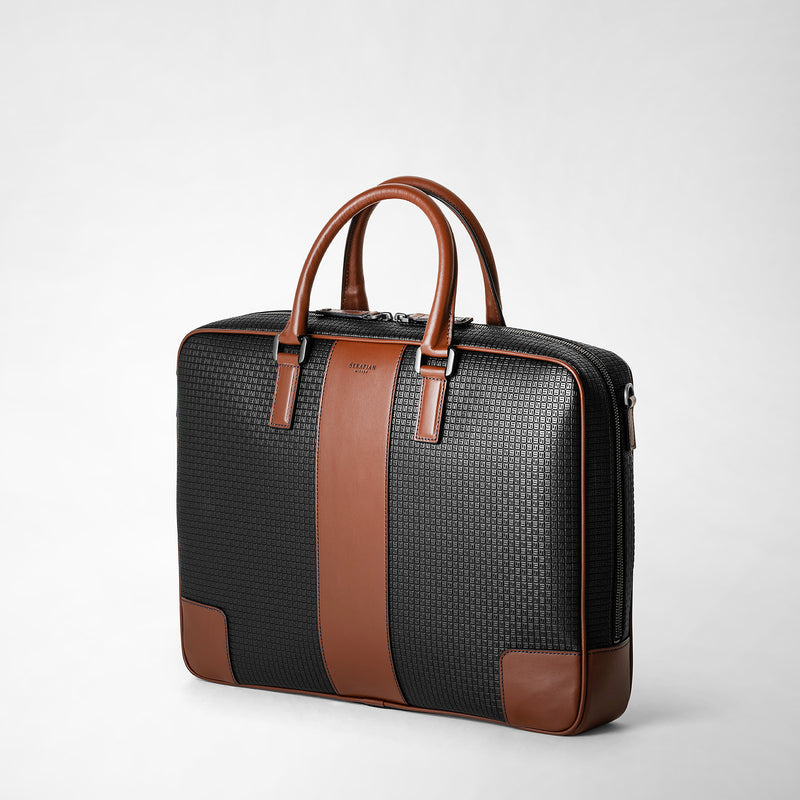 Serapian Borsa business slim in stepan nero cuoio Soddisfazione Garantita