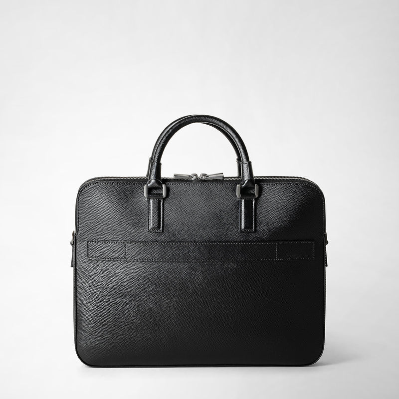 Serapian Borsa business slim doppia zip pelle evoluzione nero Negozi Online