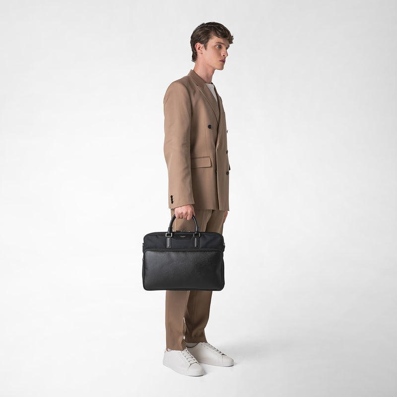 Serapian Briefcase recycled twill in evoluzione eclipse black Consegna Veloce