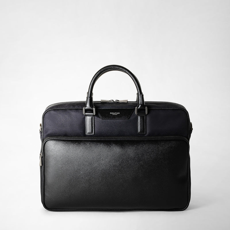 Serapian Briefcase recycled twill in evoluzione eclipse black Consegna Veloce