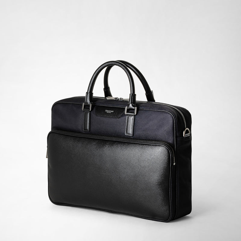 Serapian Briefcase recycled twill in evoluzione eclipse black Consegna Veloce