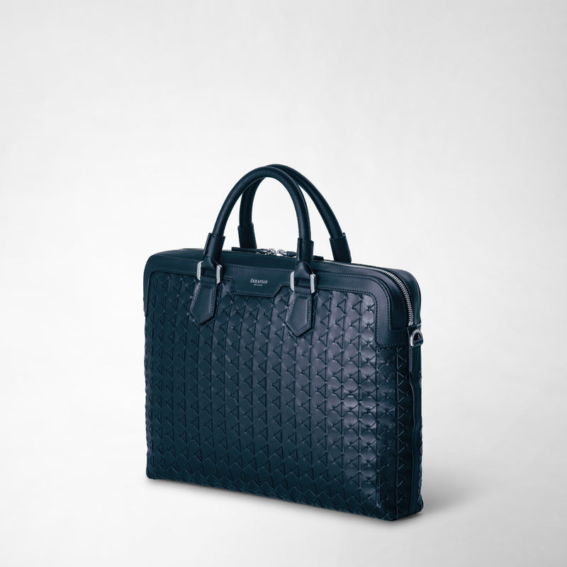 Serapian Extra slim briefcase in mosaico navy blue Promozione Limitata