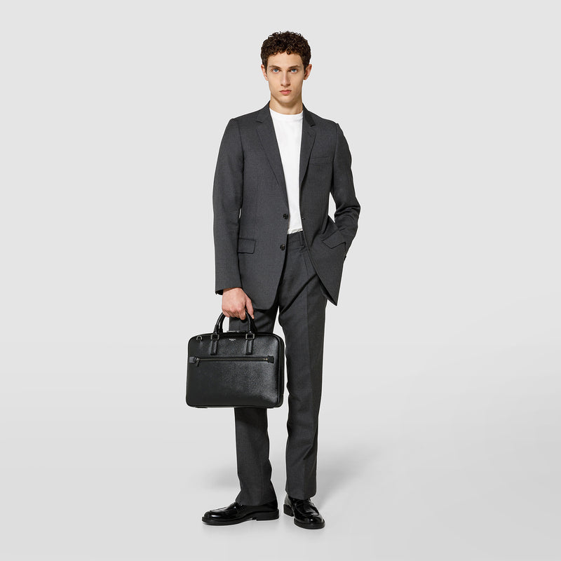 Serapian Borsa business extra slim in pelle evoluzione nero Sottocosto