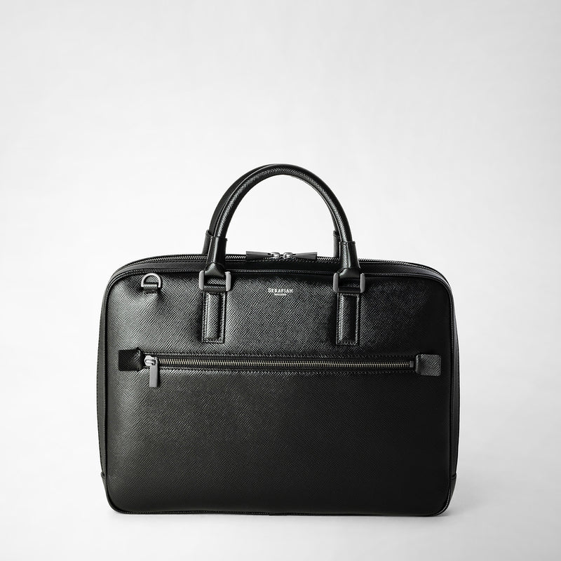 Serapian Borsa business extra slim in pelle evoluzione nero Sottocosto
